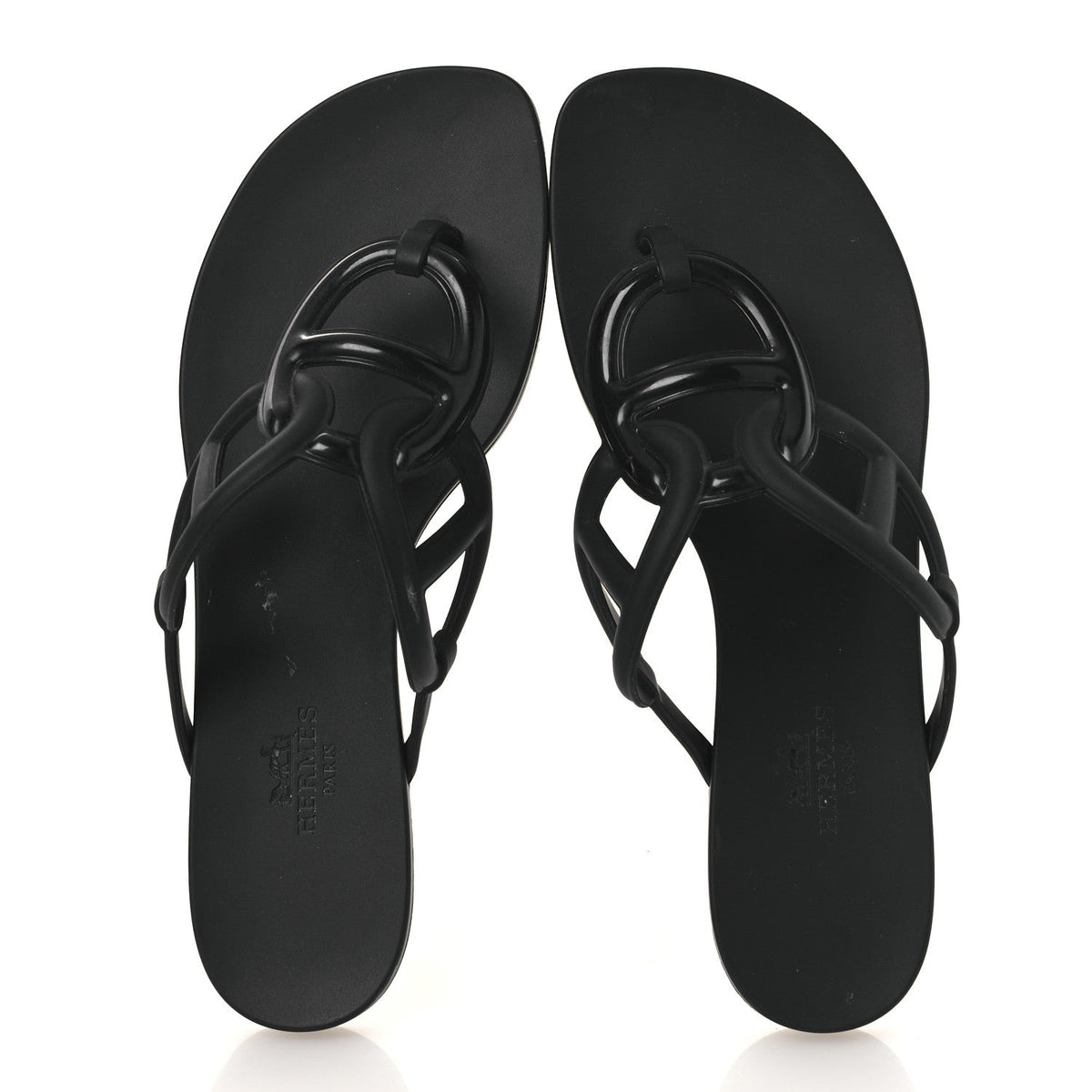 Hermes Rubber Women's Egerie Sandals 36 Black