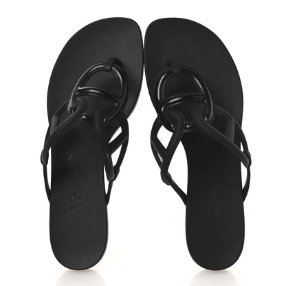 Hermes Rubber Women's Egerie Sandals 36 Black