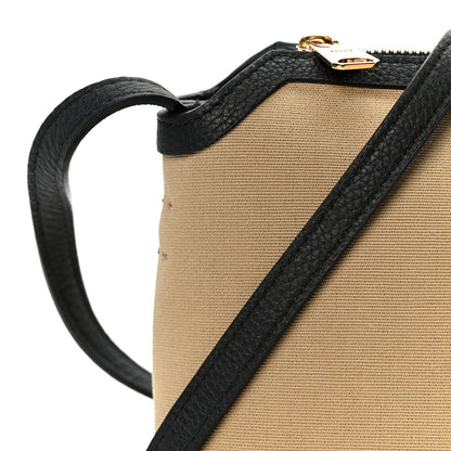 Medium Calfskin Canvas Crossbody Bag - Black