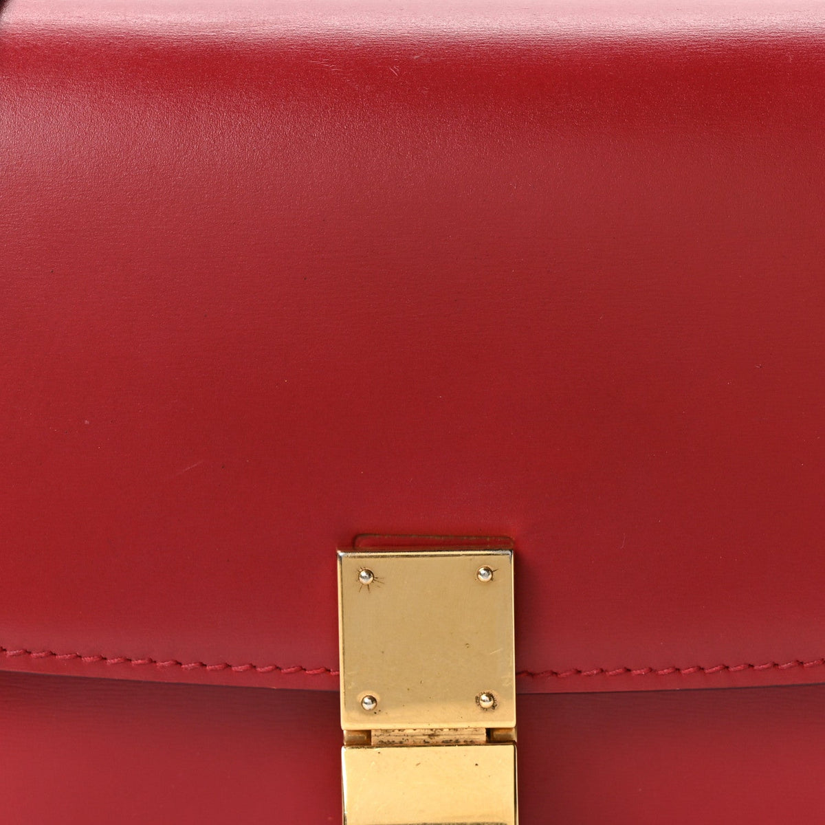 Small Calfskin Flap Shoulder Bag - Red