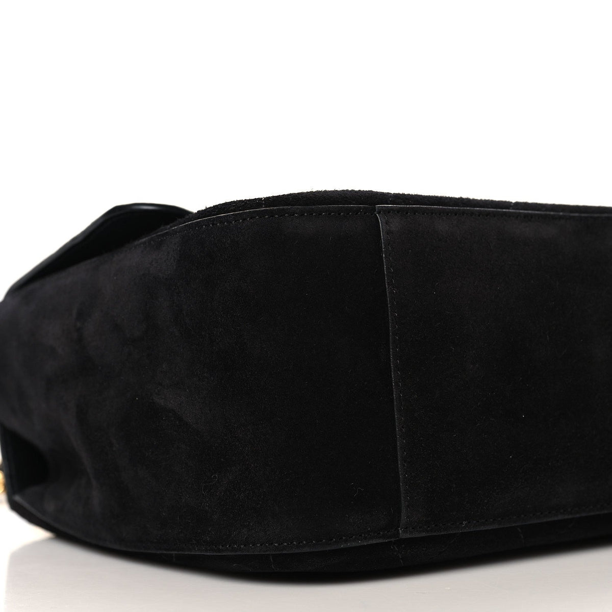 Small Calfskin Suede Flap Shoulder Bag - Black