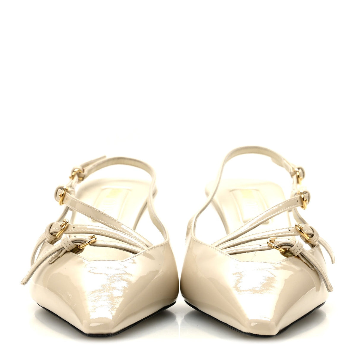 Miu Miu Patent Women's Vernice Buckle 55 Slingbacks 39 White