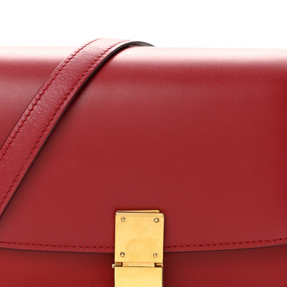 Small Calfskin Flap Shoulder Bag - Red