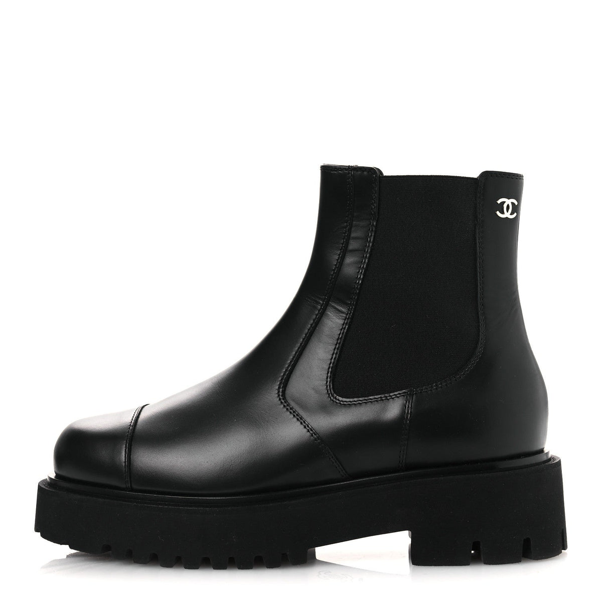 Calfskin Cap Toe CC Short Boots Black