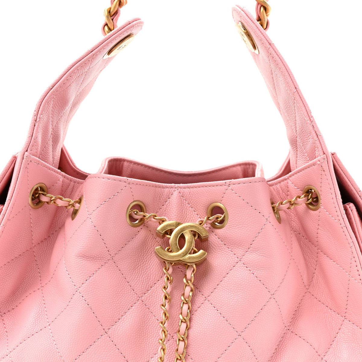 Small Quilted Caviar Handbag - Pink