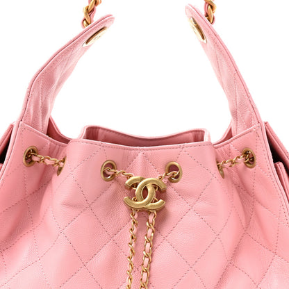 Small Quilted Caviar Handbag - Pink