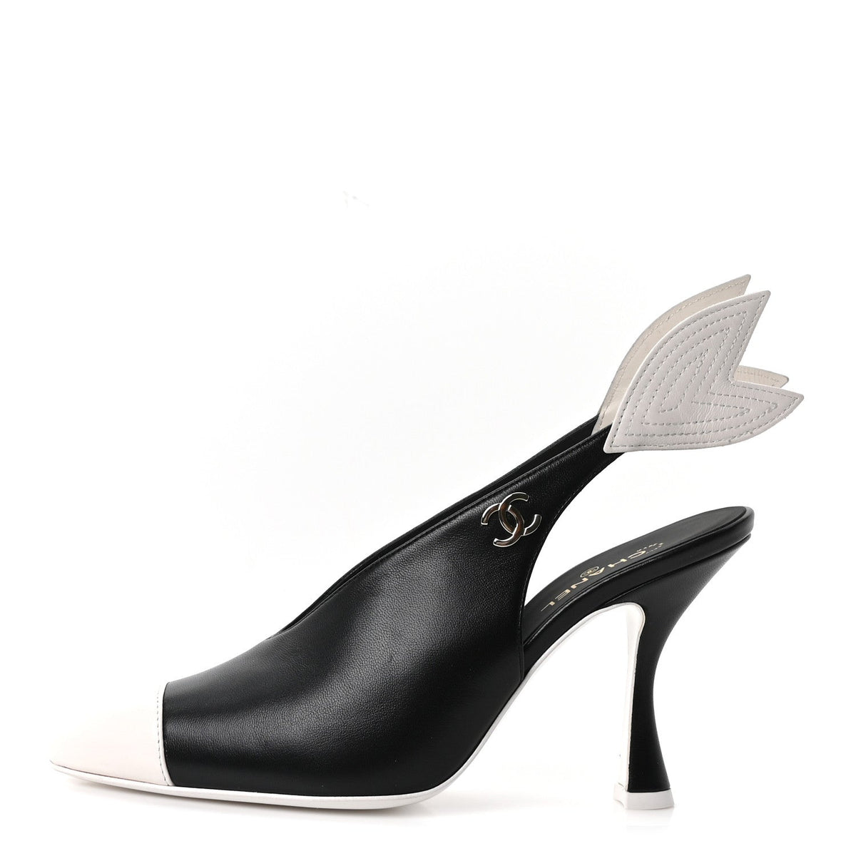 Lambskin Slingback Pumps Black White