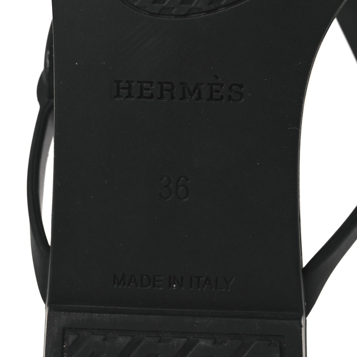 Hermes Rubber Women's Egerie Sandals 36 Black