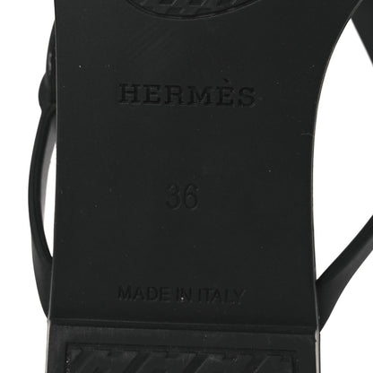 Hermes Rubber Women's Egerie Sandals 36 Black
