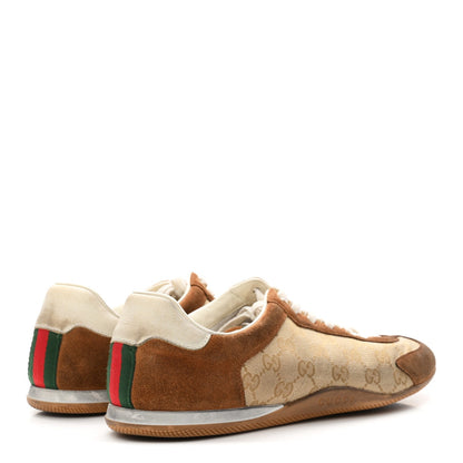 Gucci Monogram Canvas Suede Men's Shift Sneakers 10.5 Beige Brown