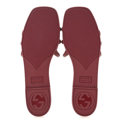 Gucci Rubber Women's Interlocking G Slide Sandals 39 Rosso Ancora