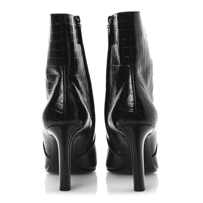 Saint Laurent Leather Women's Jane 90 Zip Booties 42 Black