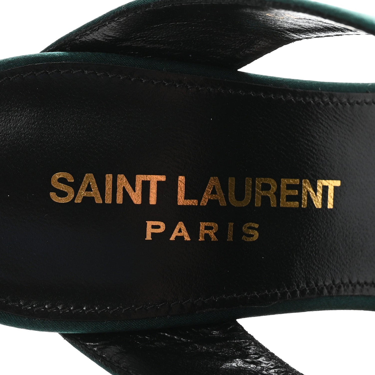 Saint Laurent Crepe Satin Women's Martha Mule 110 Sandals 35.5 Dorian Green