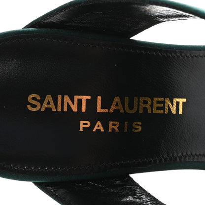 Saint Laurent Crepe Satin Women's Martha Mule 110 Sandals 35.5 Dorian Green