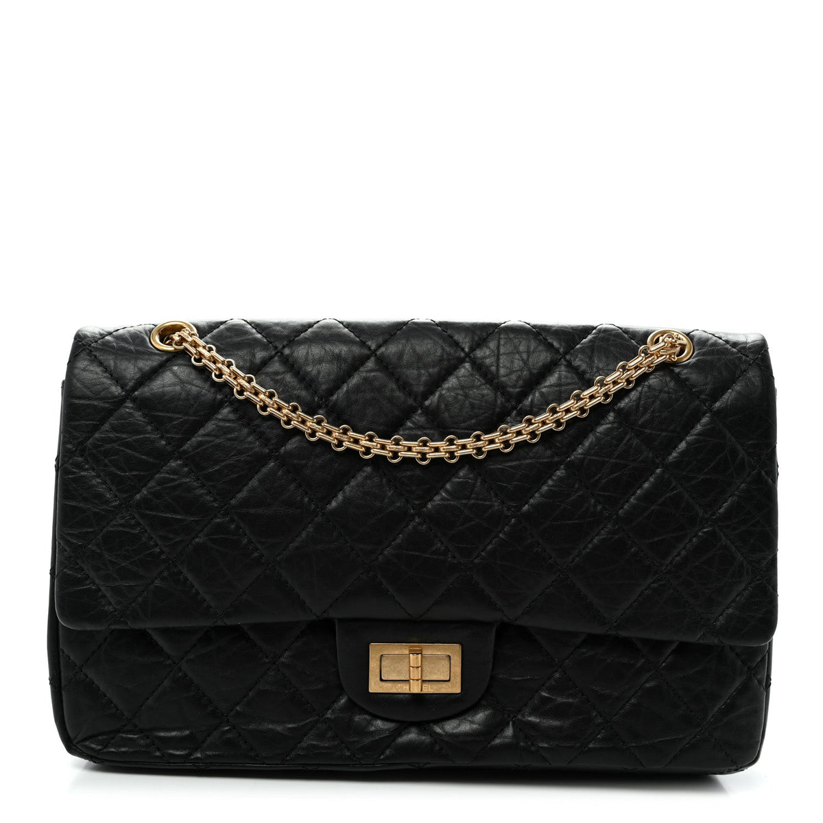 Quilted Calfskin Flap Shoulder Bag - Black