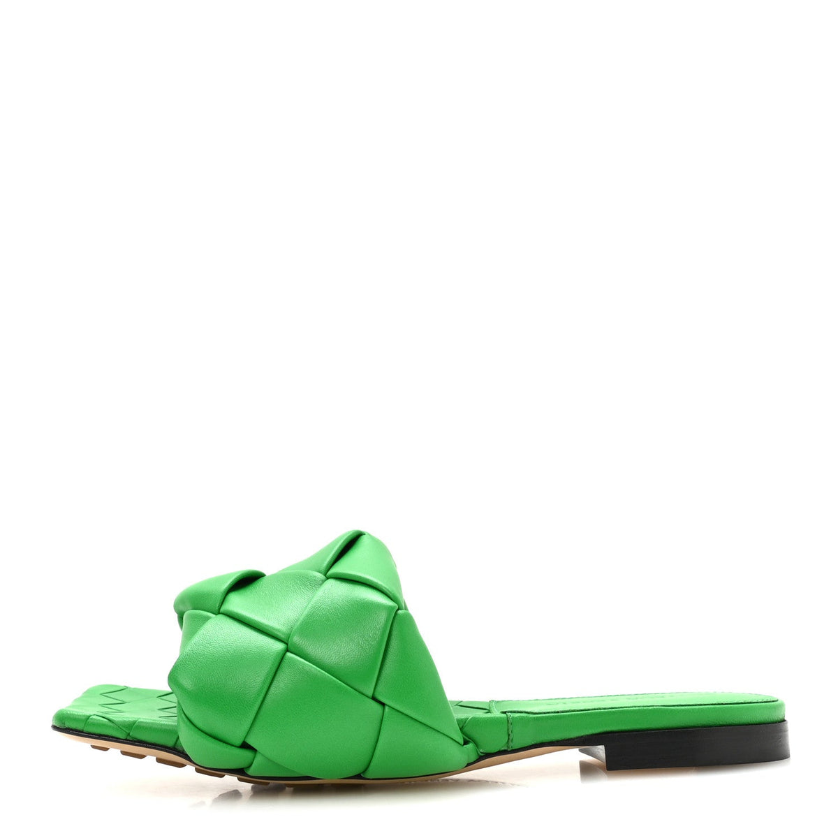 Bottega Veneta Nappa Maxi Intrecciato Lido Flat Women's Sandals 36 Grass