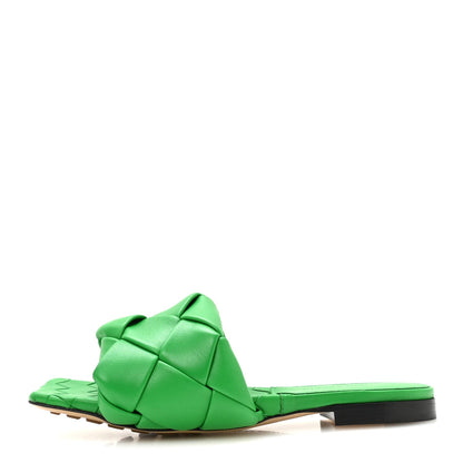 Bottega Veneta Nappa Maxi Intrecciato Lido Flat Women's Sandals 36 Grass