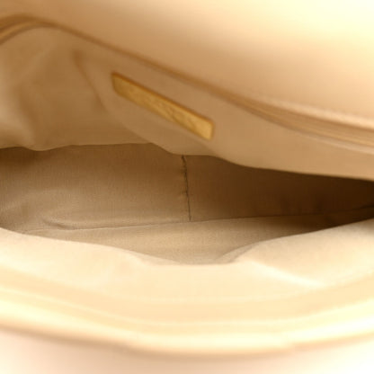 Medium Quilted Lambskin Flap Shoulder Bag - Beige