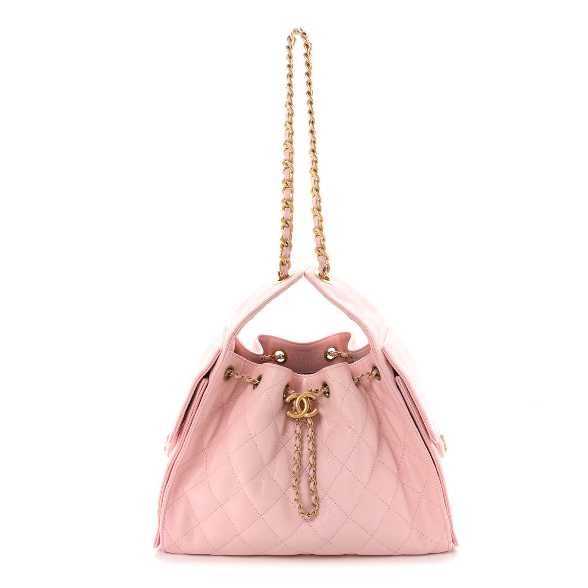 Small Quilted Caviar Handbag - Pink