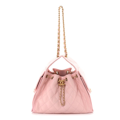 Small Quilted Caviar Handbag - Pink