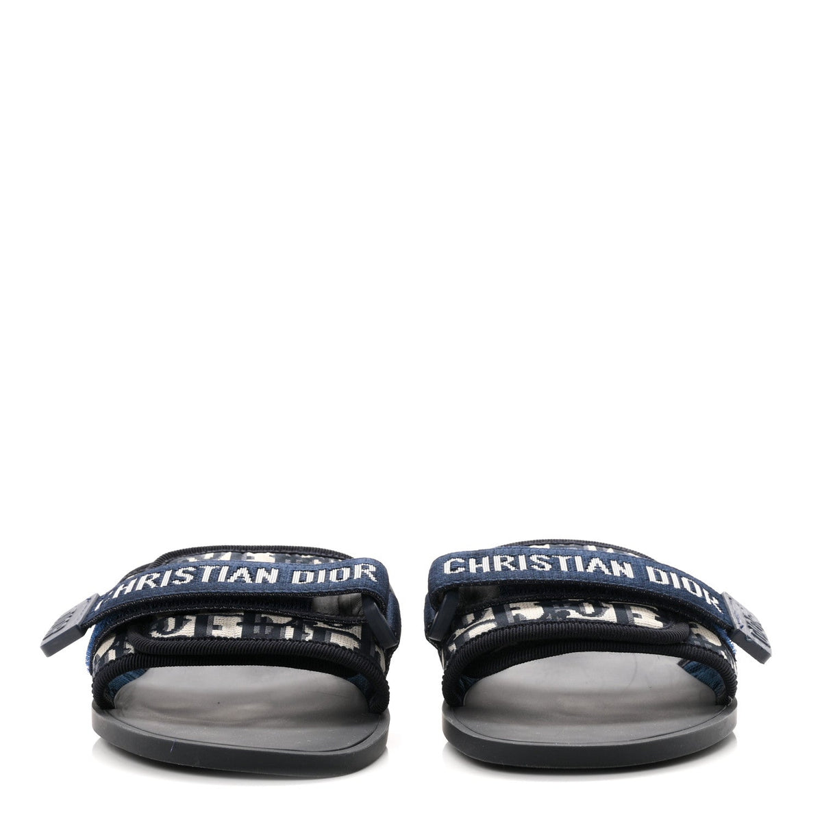 Christian Dior Nylon Oblique Dio(r)evolution Slide Sandals 39 Deep Blue