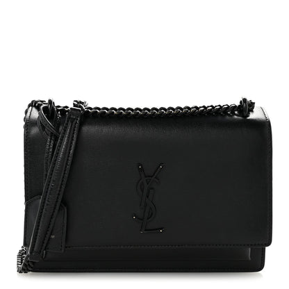 Medium Calfskin Satchel Bag - Black