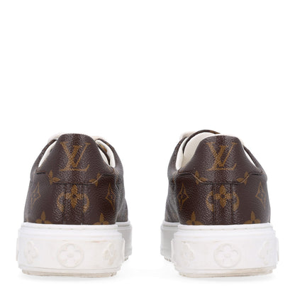 Louis Vuitton Monogram Women's Time Out Sneakers 38.5 Brown