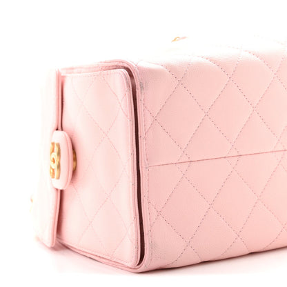 Small Quilted Caviar Handbag - Pink