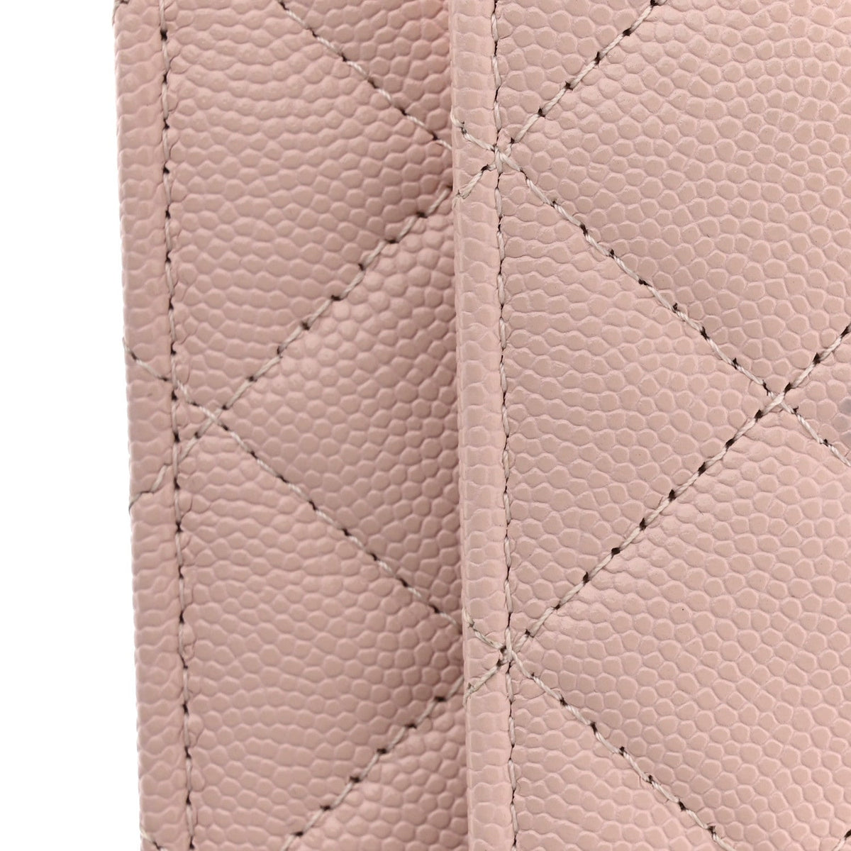Quilted Caviar Wallet Bag - Pink