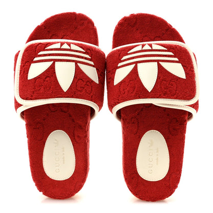 Gucci X Adidas Terry Cloth Women's Platform Sandals 36 Maple Red Off White