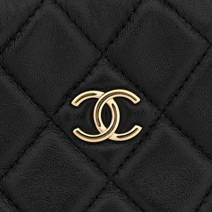 Quilted Lambskin Hobo Bag - Black