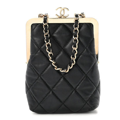 Quilted Lambskin Clutch Bag - Black