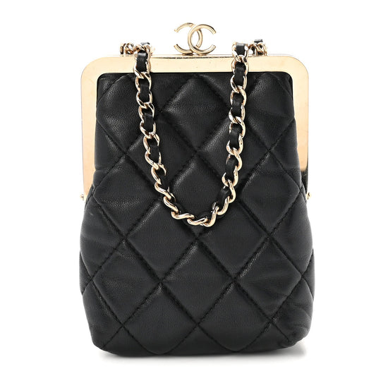 Quilted Lambskin Clutch Bag - Black