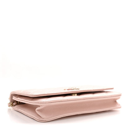 Quilted Caviar Wallet Bag - Pink