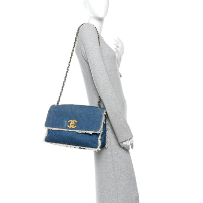 Quilted Flap Shoulder Bag - Blue