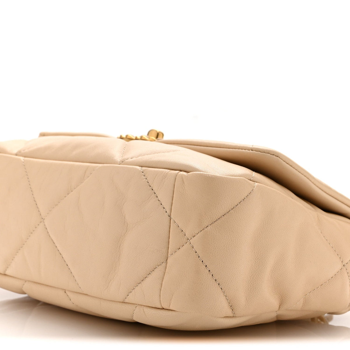 Medium Quilted Lambskin Flap Shoulder Bag - Beige