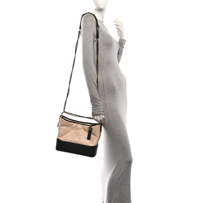 Medium Quilted Calfskin Hobo Bag - Beige