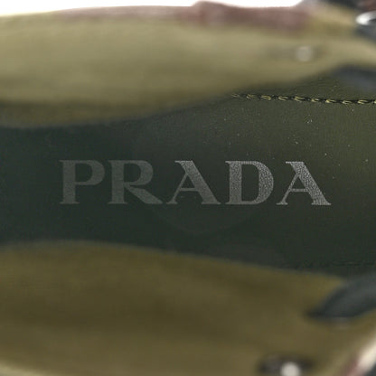 Prada Denim Women's Triangle Logo Camo Sneakers 35 Militare