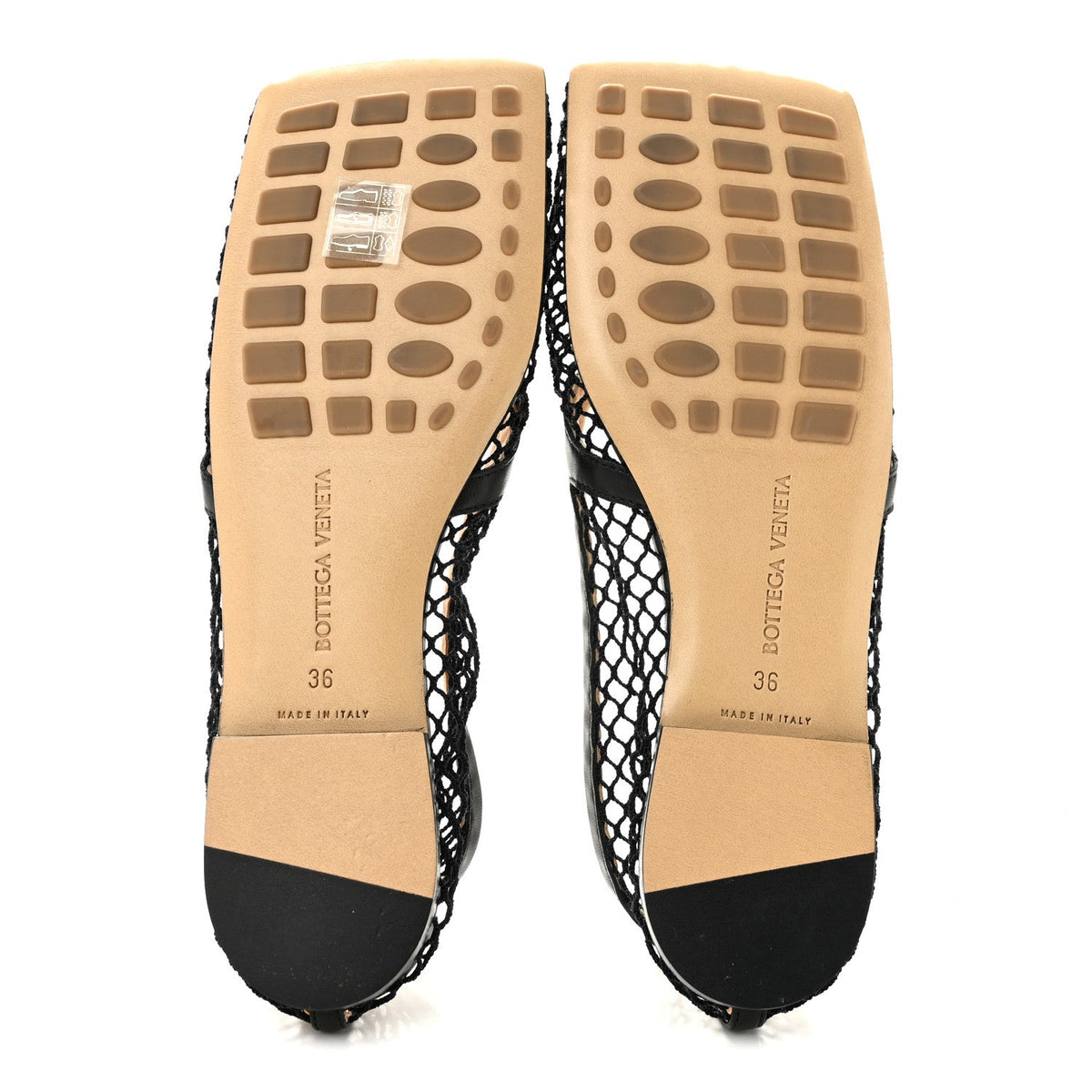 Bottega Veneta Mesh Nappa Women's Chunky Chain Stretch Ballerina Flats 36 Black