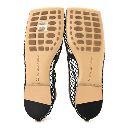 Bottega Veneta Mesh Nappa Women's Chunky Chain Stretch Ballerina Flats 36 Black
