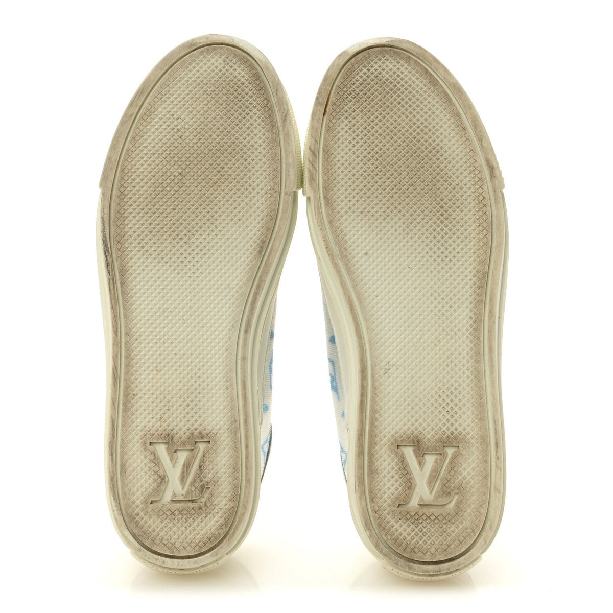 Louis Vuitton Technical Fabric Calfskin Women's Monogram Stellar Sneakers 35 Blue