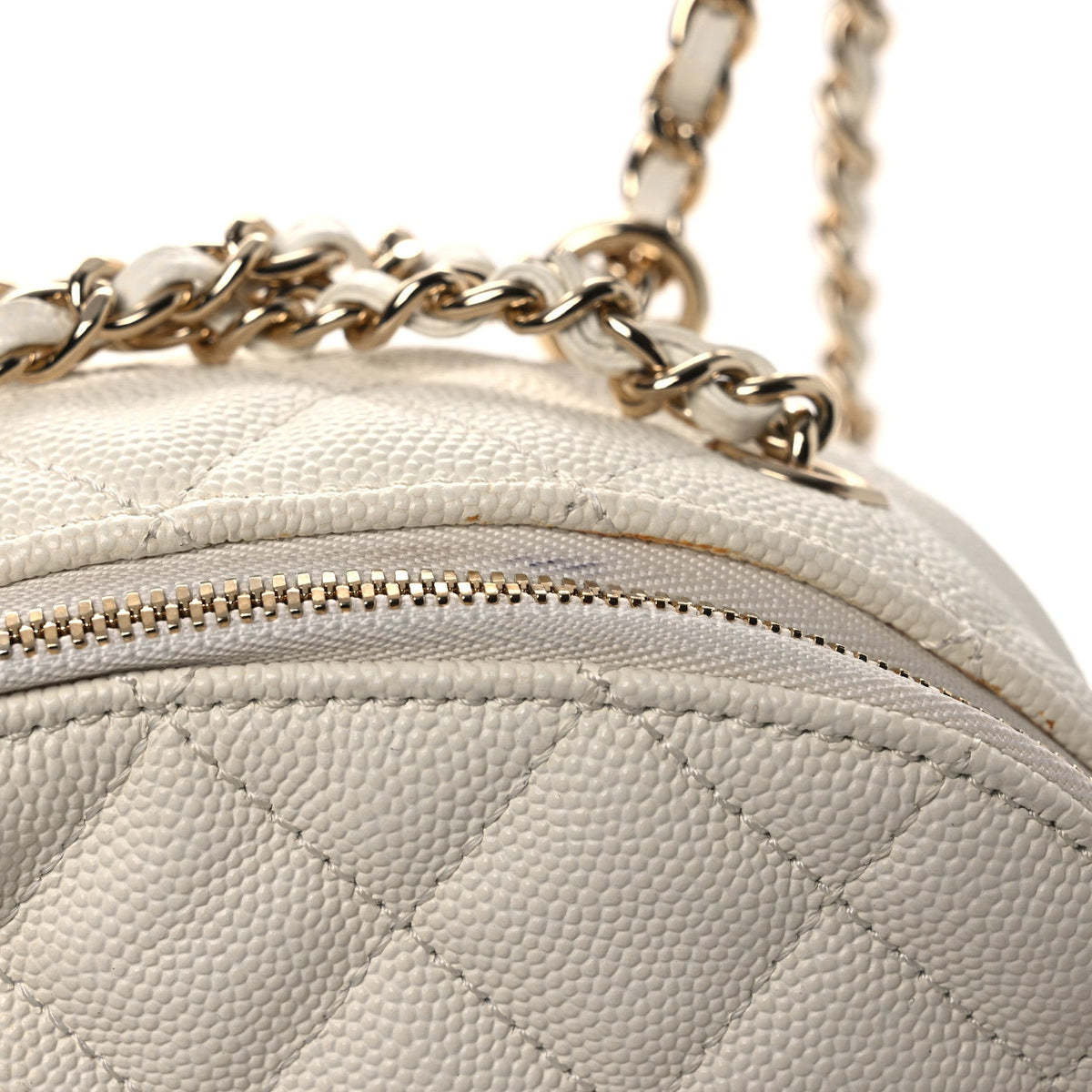 Small Quilted Caviar Backpack - White