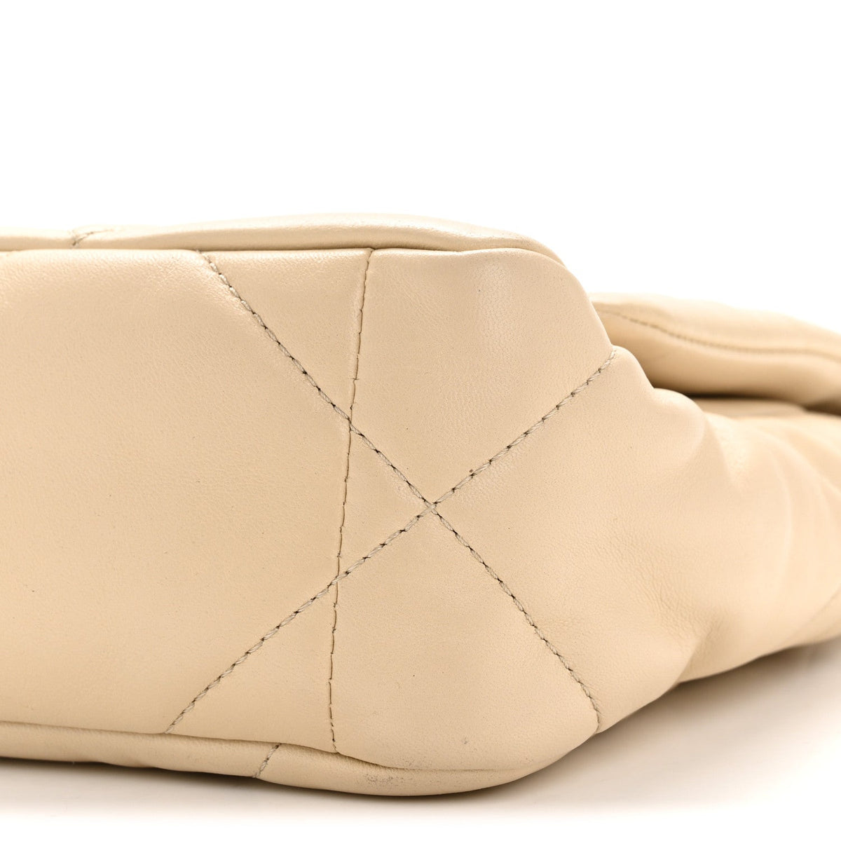 Medium Quilted Lambskin Flap Shoulder Bag - Beige