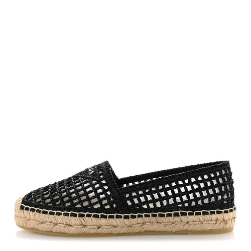 Raffia Triangle Logo Crochet 20Mm Espadrilles Black Naturale