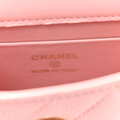 Mini Quilted Lambskin Flap Shoulder Bag - Pink