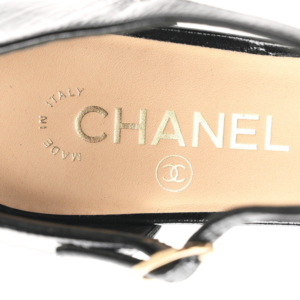 Chanel Glazed Crinkled Calfskin CC Cap Toe Mary Janes Women's Shoes