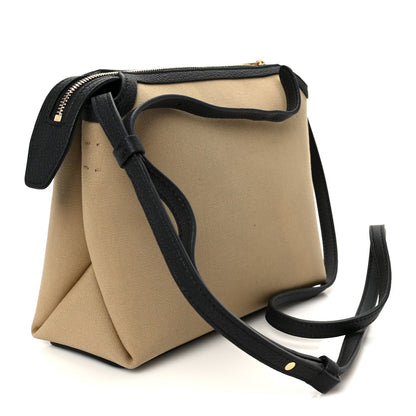 Medium Calfskin Canvas Crossbody Bag - Black