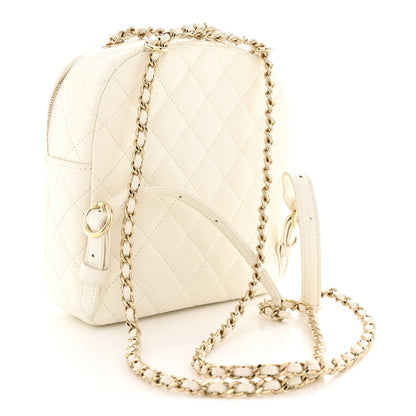 Small Quilted Caviar Backpack - White