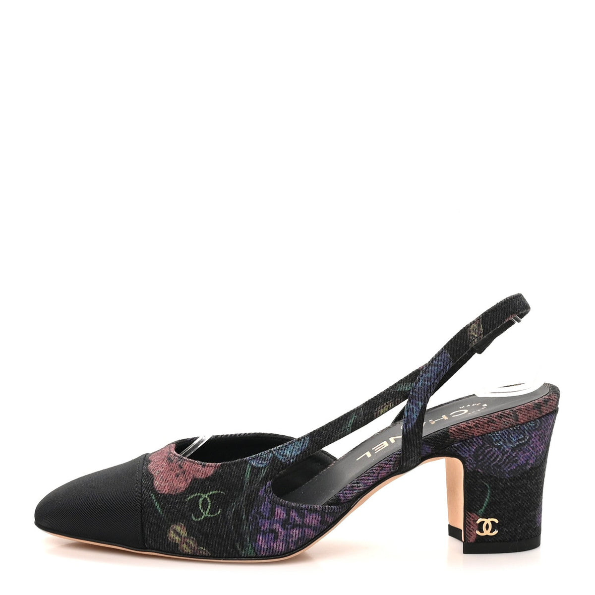 Denim Grosgrain Cap Toe CC Slingback Pumps Charcoal Multicolor