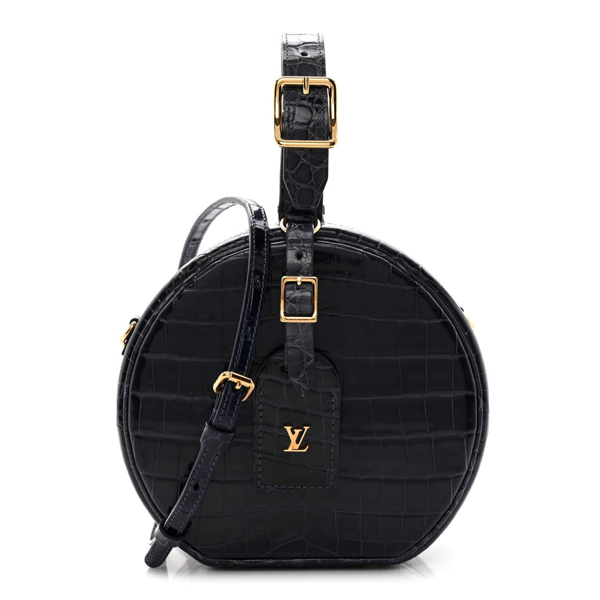 Crocodile Petite Boite Chapeau Navy Handbag